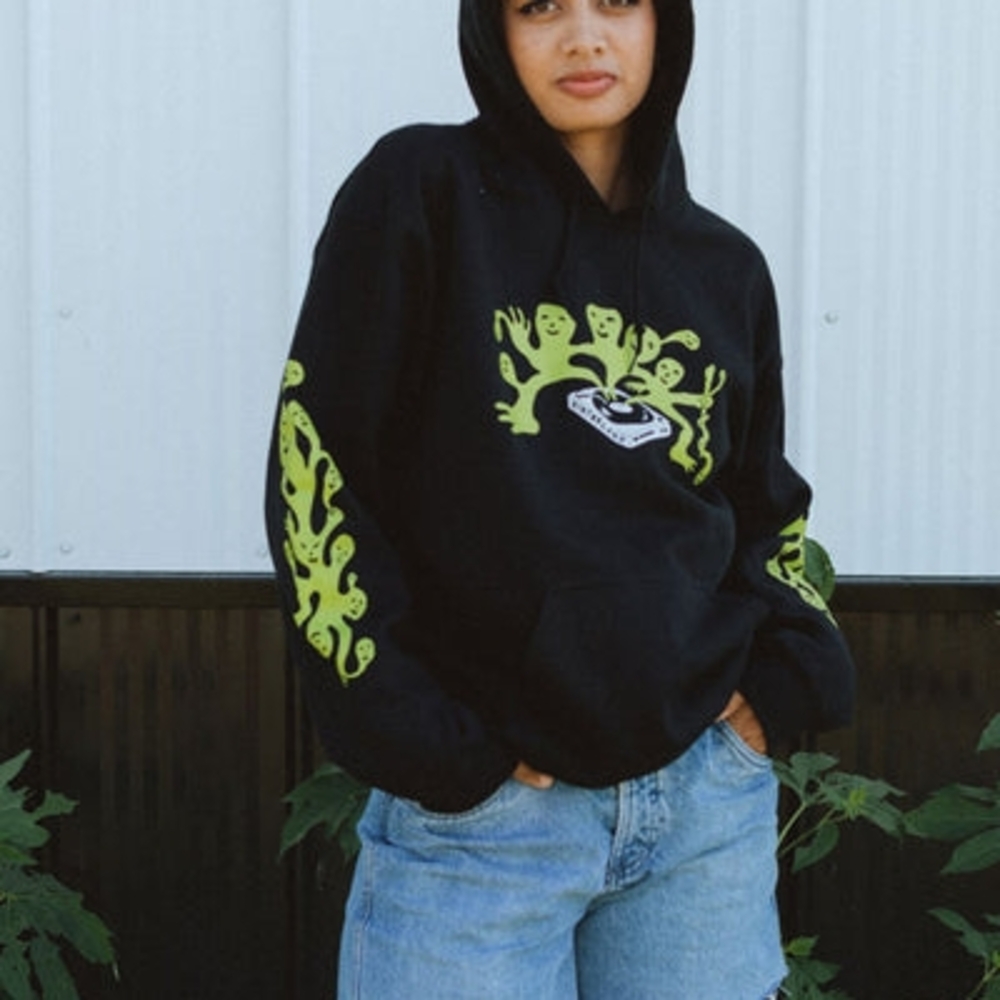 ISO Wanted->Hinterland Hoodie Music Festival Black and Green Graphic